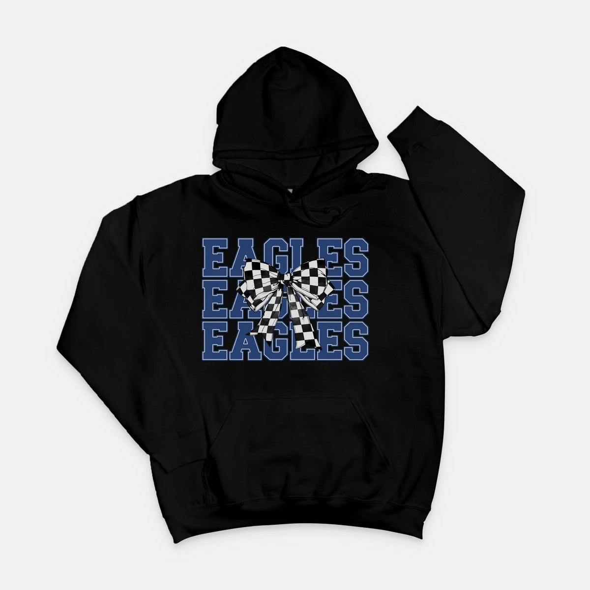 Eagles Checkered Bow Hoodie- Gildan – view 3
