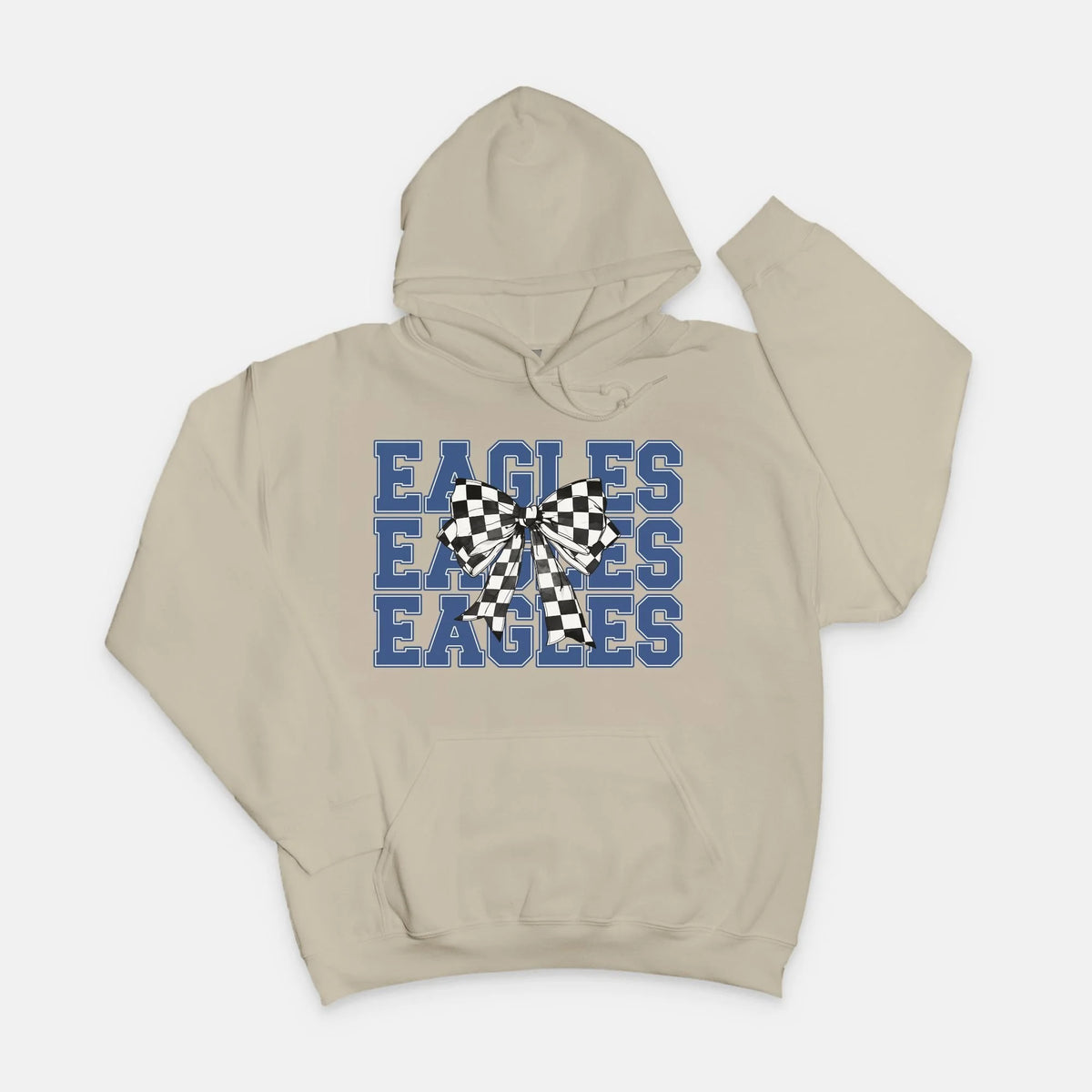 Eagles Checkered Bow Hoodie- Gildan