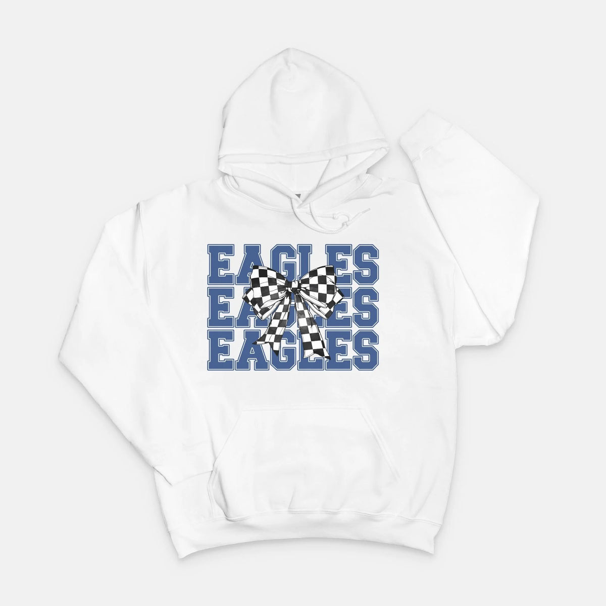 Eagles Checkered Bow Hoodie- Gildan