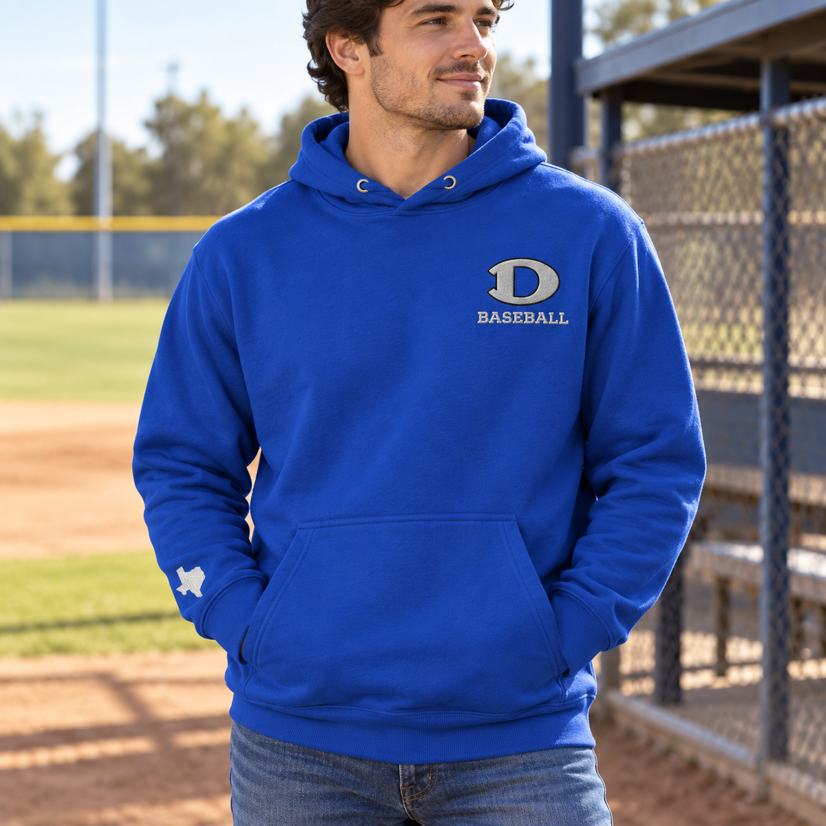 Embroidered D Baseball Hoodie