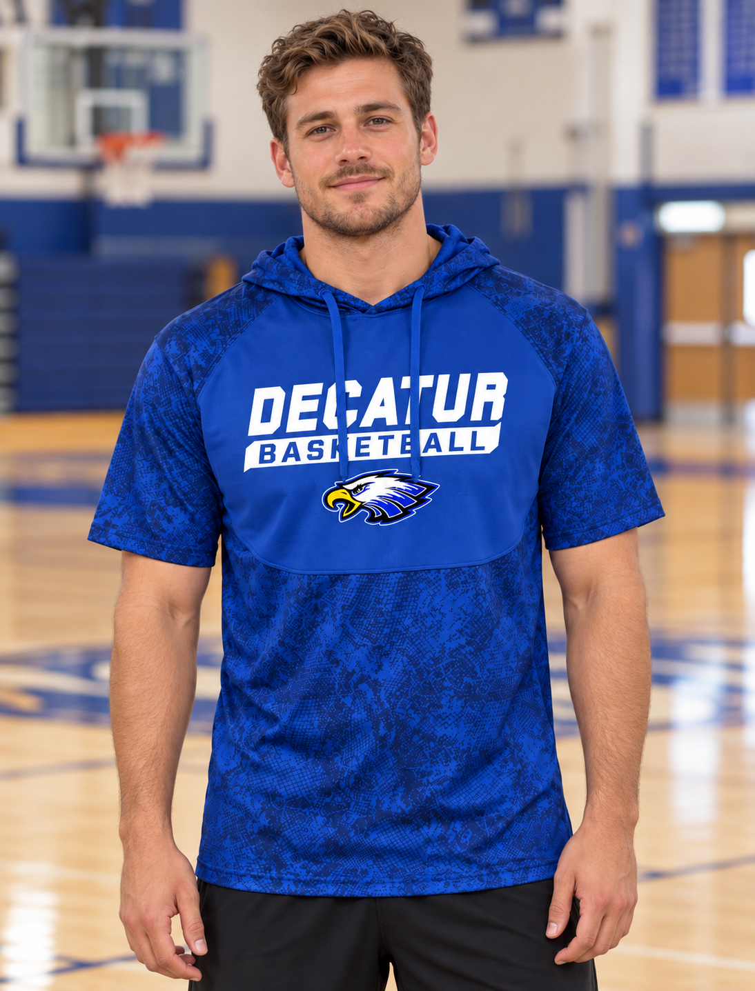 Decatur Eagles Basketball Short Sleeve Performance Hoodie – view 2