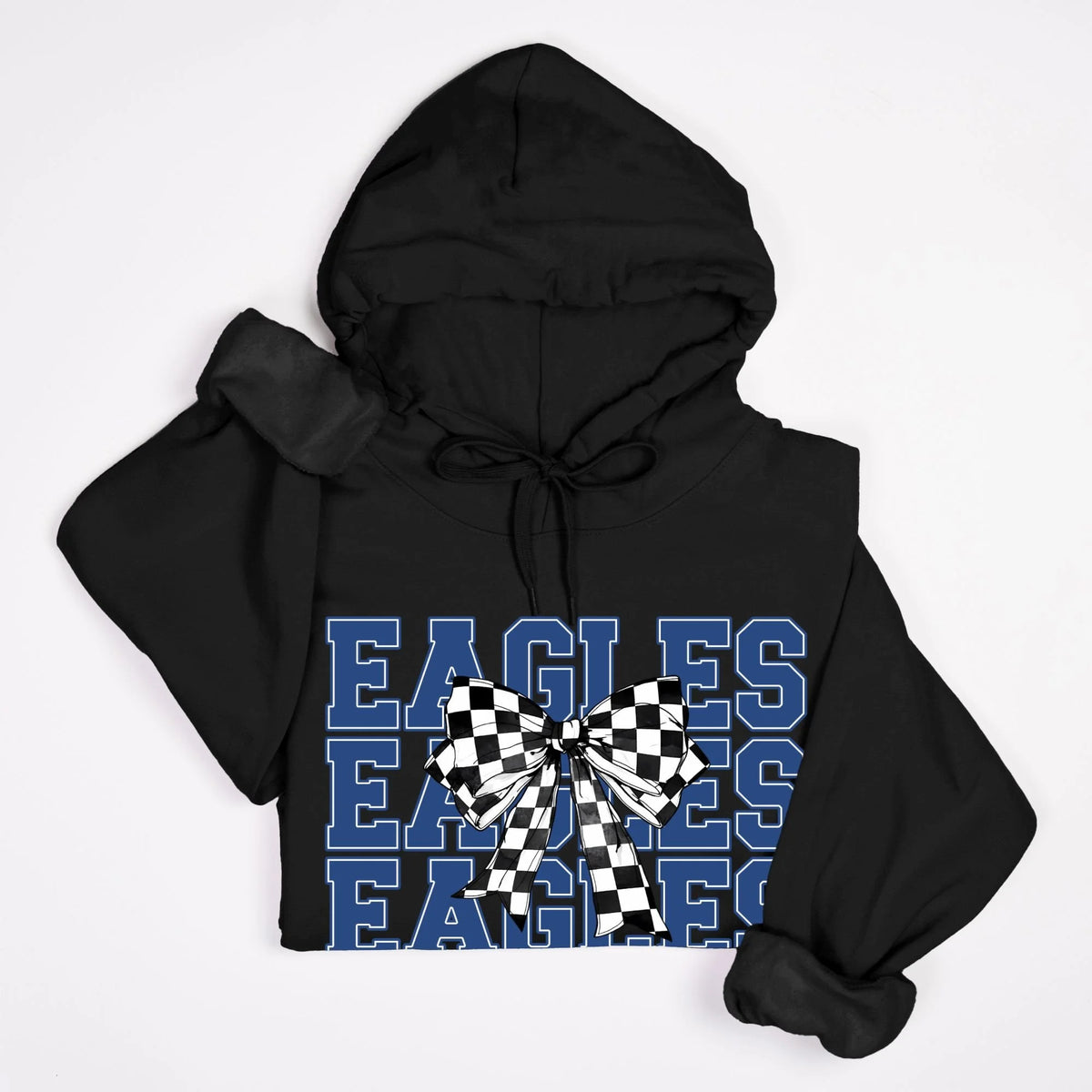 Eagles Checkered Bow Hoodie- Gildan