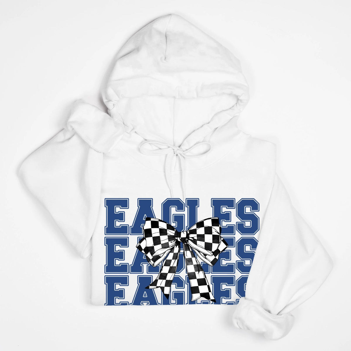 Eagles Checkered Bow Hoodie- Gildan