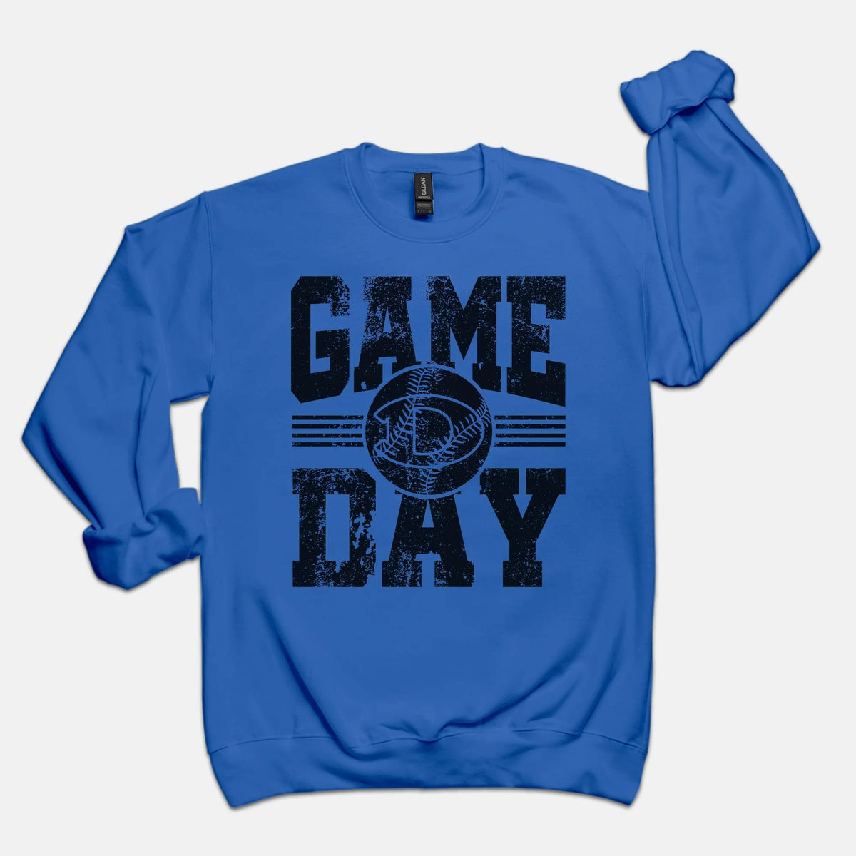 Distressed Baseball Game Day Crew Neck Sweatshirt – view 2